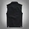 Мужские жилеты Sokotoo Black Jean Vest Slim Fringe Denim The Ridevelse Randeveless Top Guin22