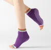 Colorful Cotton women Antiskid Soft Silicone Sole Dance Socks Wholesale Non Slip Girls Yoga Pilates Grip Sock Open Five Finger Toeless Gym Fitness Ankle sox