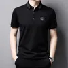 Browon Lato T Shirt dla mężczyzn Haft Krótki Rękaw Miękki Oddech Topy Fit Turn-Down Smart Casual Work Odzież 210629