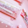 Kalem Kutuları Şeffaf Kılıf Kawaii Çanta Okul Malzemeleri Kiraz Çiçeği Mat Japon Kırtasiye Sevimli Kalem