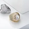 Hoge Kwaliteit Geel Wit Vergulde Bling Ronde CZ Diamanten Ringen voor Mannen Vrouwen Leuk Cadeau Hip Hop Ring Sieraden Maat 6-10264o