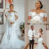 2022 плюс размер русалки свадебные платья с длинными рукавами свадебные платья драгоценность бисером кружевной аппликации завещание поезда на заказ Vestido de Novia