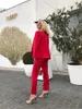 Red Carpet Celebrity Women Evening Suit Långärmad Moder av Bride Dress Party Prom Wear Pants Outfit 2 st