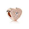 925 Sterling Silver Charm Rose Gold Floral Heart Beaded Koraliki do Pandora Bransoletka Kobiety Biżuteria