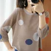 Knitted pullover sweater Women's Half sleeve Dots Loose knit Tops spring casual Ladies sweater 2021 Female New Jumper Pull femme X0721