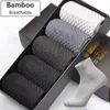 Chaussettes pour hommes 5 paires/lot hommes Compression en Fiber de bambou été longue affaires décontracté sport hommes robe chaussette cadeaux de haute qualité