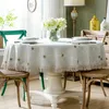 Luxury Table Cloth Round Cover Leaves Embroidered Wedding Party Home cloth Cotton Linen cloths with Tassel 210626