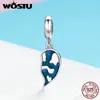 WOSTU Real 925 Sterling Silver Love Travel World Dangle Charm fit Bead Bracelet Pendant Necklace DIY Silver Jewelry Gift CQC637 Q0531
