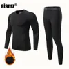 Aismz Winter Thermal Underwear Boy & Men Warm First Layer Man Sport Rashgard Fleece Compression Second Skin Long Johns 211108