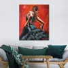 Modern Figure Oil Paintings Spanish Flamenco Dancer in Blue Dress Handmade Woman Canvas Art for Bedroom High Quality5105855