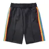 Fashion Men Track Shorts Polyester Colorful Designer Male Elasticized Waistband Two Pocket Pinch Seams Letter Printed Colorful Stripes Short