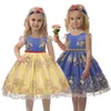 Kinder Mädchen Plissee PrincDrLace Schleife Mesh Baumwolle Abend DrBirthday Party Kleidung Freies Stirnband X0803