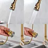 Uythner Modern Faucet Luxury Brass Gold Kitchen Faucet Rotatable Mixer Tap Single Sharp Handle Single Hole &Cold Water 210724