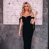 Free Black Jumpsuit Sexy Spaghetti Strap Off The Shoulder Lac-up Design Celebrity Party Bandage Rompers 210525