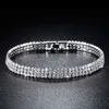 2021 New Luxury Three Rows Tennis Full Drills 2mm 19cm 925 Sterling Silver Bracelet Bangle for Women Jewelry Wholesale S5439