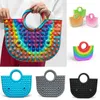 Borse in silicone Grande borsa a mano a bolle di grandi dimensioni Borsa a mano in gomma Bambini Novità per adulti Fidget Giocattoli Sensoriale Arcobaleno Gradiente Dito Puzzle G83BGCW