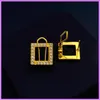 With Diamonds Earrings Gold Women Earring Designer Jewelry F Letters Square Ladies Ear Studs High Quality Ear Clip For Party D223035F