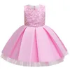 Fancy Baby Girls Pegeant Flower Dress For Girls Abiti da festa di nozze senza schienale in pizzo Abito da principessa per bambini Abbigliamento per bambina