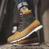 Botas Homens Pato Clássico com À Prova D 'Água Borracha Sola Rain Lace Up Tênis De Ankle Sapatos De Couro De Inverno