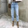 Genayooa Jeans da donna coreani Streetwear Ladies Slouchy Denim Vita alta Cotone Vintage Pantaloni a matita Estate Mamma 210629