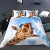 Pościel 3D Bulldog Francuski King Królowa Rozmiar kołdra Pościel Comforter 2 / 3szt Duvet Cover Set 210309