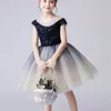Paillettes pull filles robes Gauze Gauze Flower robe fille robe pour vêtements de mariage bébé vêtements 3-12Y E92459 210610