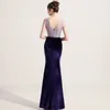 Prom Dresses V-Neck Golvlängd Aftonklänningar Velour Long Gown för Kvinnor Party With Split