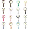 Múltiplos estilos Sun flor tie-tingido couro envoltório borlas braceletes chaveiros pulseira pulseira tassel keychain redondo anel chave dhj33