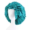 Fashion Pure Colour Women Satin Night Sleep Cap Hair Bonnet Hat Silky Long Ribbon Streamer Head Cover