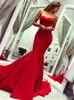2021 Red Mermaid Evening Dresses Sweetheart Neckline Satin Custom Made Plus Size Prom Party Gowns Formal Occasion Wear Celebrity