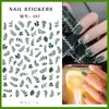 Adesivi Decalcomanie Nail Art Foglie verdi Retro Fiori secchi Ciliegia estiva Avocado Cactus Strumenti per manicure Decorativo Prud22