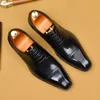 Мужчины из натуральной кожи Формальные Оксфорды Обувь Удобные Кружевные Обучения Квадратный Носок Деловые Офисы Социальные Обувь для мужчин A173