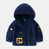 Arrival Autumn Kids Boys Girls Sweaters Hooded Toddler Baby Sweater Cute Cartoon Cardigan Coat Children Clothing 210713