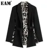 [EAM] Frauen Leopard Print Backless Große Größe Blazer Kerb Kragen Langarm Jacke Mode Frühling Herbst 1DD4175 211019