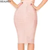 BEAUKEY mode Sexy crayon pansement jupe taille haute rayures horizontales jupe XL Nude noir blanc fête moulante Plus jupe 210309