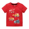 Jumping Meters Ankunft Sommer Rot Jungen Tops mit Autos Drucken Niedliche Kinder T-Shirts für 2-7T Mode Baby T-Shirts Kleidung 210529