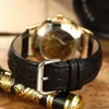 Luxus Mode Drachen Skeleton Automatische Mechanische Armbanduhren Für Männer Lederband Goldene Uhr Wasserdicht Mann Relogio Geschenk Q0902