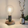 Table Lamps Vintage American Country Retro Style Desktop Decoration Solid Wood Aluminum Material E27 Base Light Holder