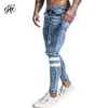 Gingtto slim passform jeans män blå denim byxor manlig hip hop mens byxor kläder stretch hög midja mode jean zm49 211111