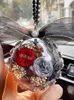 Décorations d'intérieur Design original Fait à la main Double face Fleur immortelle Haut de gamme Mode Dames Voiture Rétroviseur Boule Pendentif Cadeau