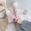 2021 Sneakers Kvinnor Kawaii Canvas Platform Flat Sport Vit Skor Personlighet Casual Vulcanize Running Harajuku Koreanska Rubber Y0907