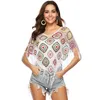 Camisas de blusas femininas 2021 Summer Women Women Sexy Mulheres Assimétricas Targadas Tops Fringe Crochet