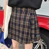 Casual Basic Fashion All Match Plaid Vintage Irregular High Waist College Wind New Fashion Female Women Mini Skirts Y0824