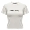 レディースTシャツ女性Tシャツ2022年女性クロップトップ半袖特大の白いシャツレタープリントグラフィックTシャ