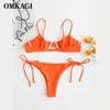 OMKAGI nouveau Bikini solide maillots de bain femmes Mini string 2021 été maillot de bain Bikini ensemble brésilien Biquini Push Up maillot de bain femme 210305