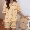 Meninas de verão elegante sleepwear de alta qualidade Homewear impresso de algodão princesa doce pijama conjuntos 210525