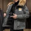 90% Vit Duck Down Polded Winter Men's Warm Down Coats Fashion Camouflage Fur Hooded Windbreaker Tjocken Puffer Jacket 8XL 211204