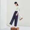 INMAN Cotton Summer New Arrival Cotton and Line High Mid Waist Vintage Loose Style Women Wide Leg Pants 201012