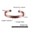 Verstelbare koper magnetische armband voor vrouwen mannen manchet vintage craquelle pure koperen magnetische armband artritis armband mannelijke Q0717