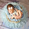 (Diameter=49~50cm) Flower Style Mat Soft Chiffon Cushion Baby Blanket Infant Photography Props Newborn Photo Shoot Accessories 210309